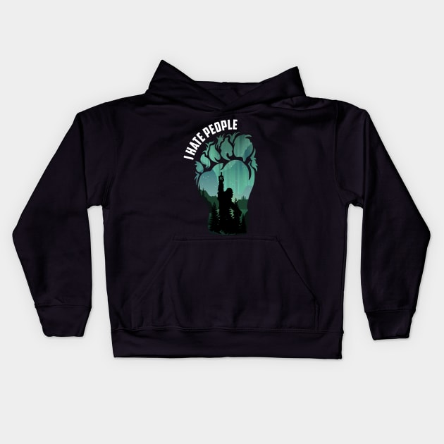 I hate people big foot funny camping Kids Hoodie by DODG99